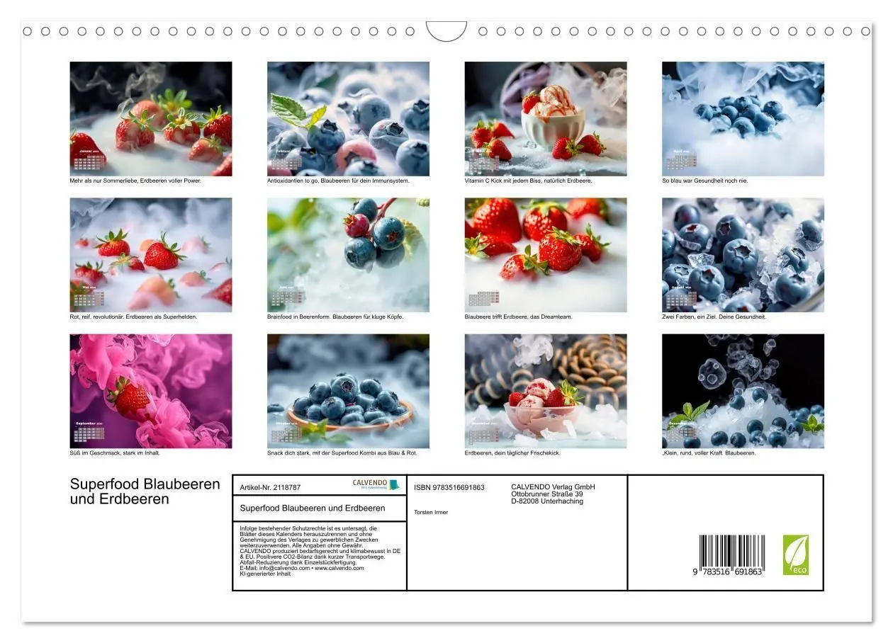 Bild: 9783516691863 | Superfood Blaubeeren und Erdbeeren (Wandkalender 2026 DIN A3 quer),...