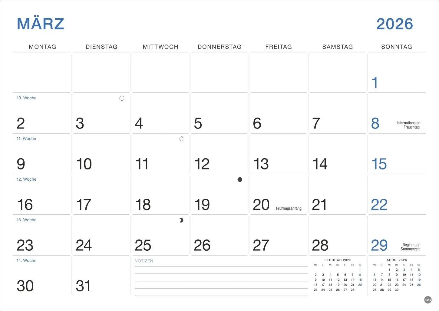 Bild: 9783756411863 | Büro Monatsplaner 2026 | Heye | Kalender | Bürokalender Heye | 14 S.