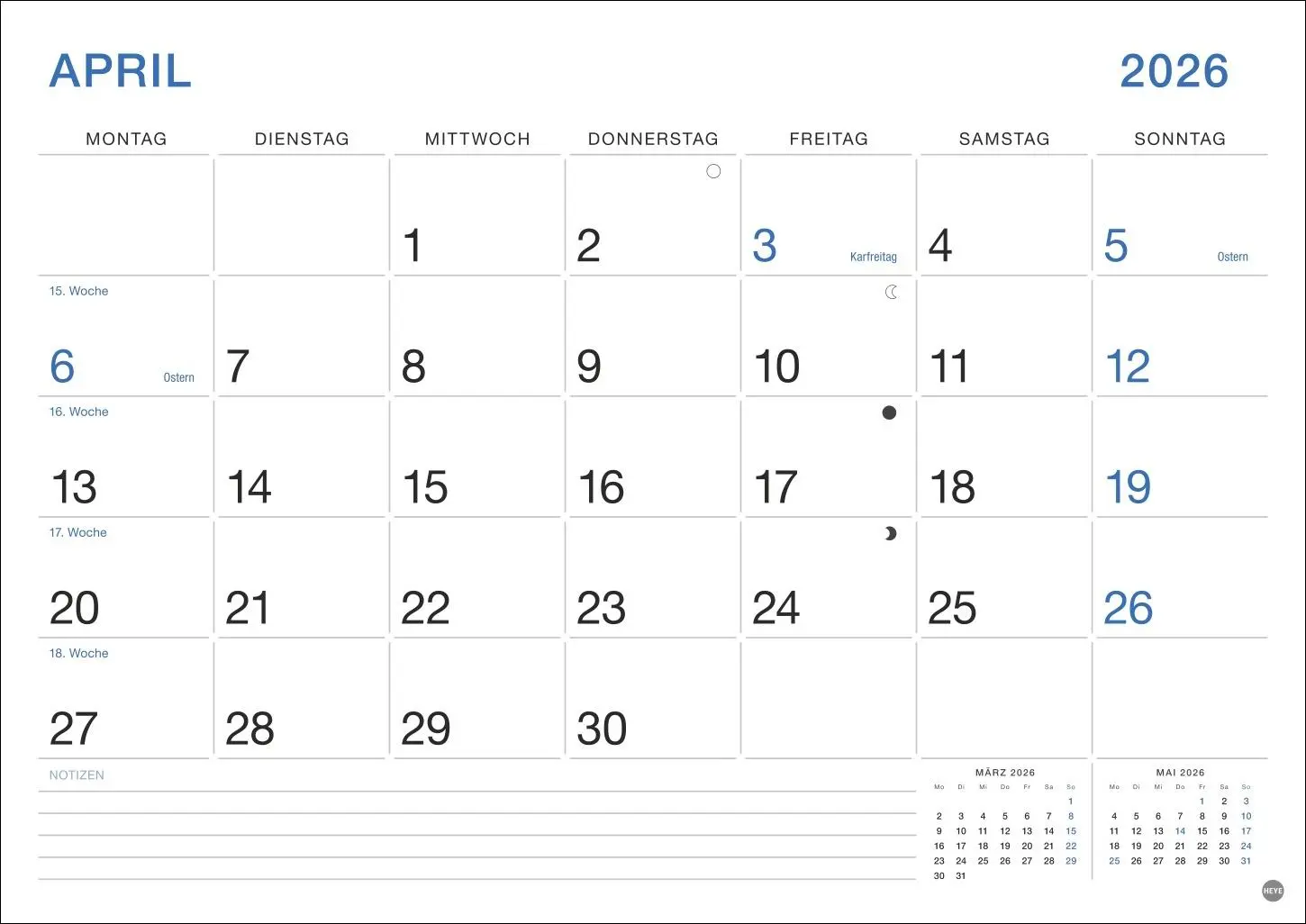 Bild: 9783756411863 | Büro Monatsplaner 2026 | Heye | Kalender | Bürokalender Heye | 14 S.