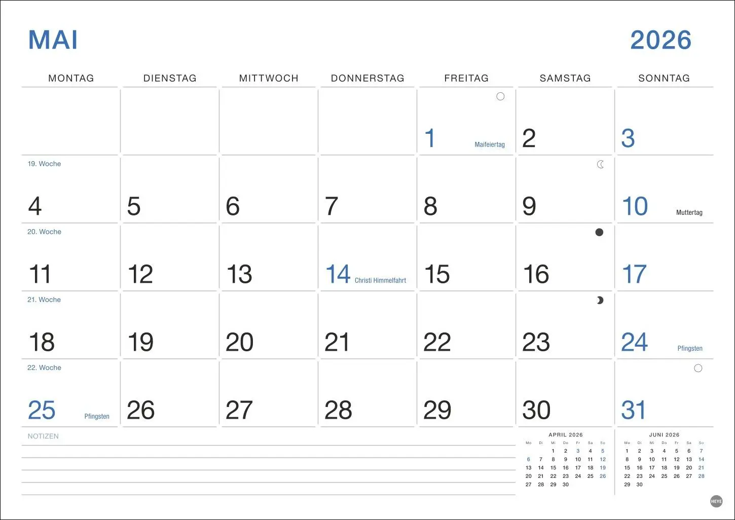 Bild: 9783756411863 | Büro Monatsplaner 2026 | Heye | Kalender | Bürokalender Heye | 14 S.