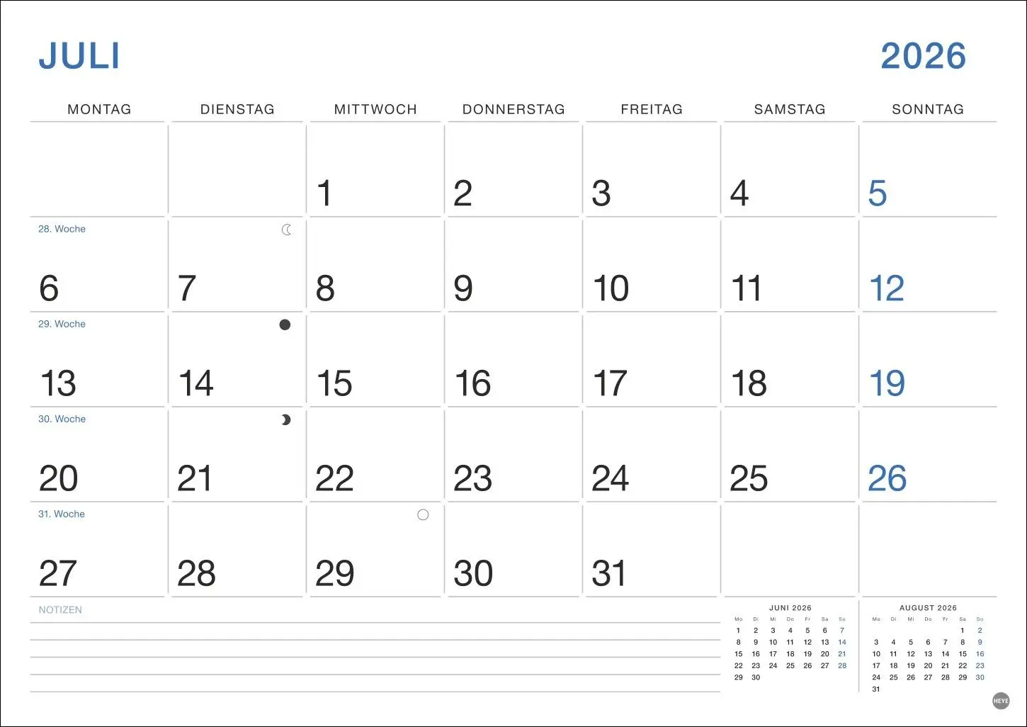 Bild: 9783756411863 | Büro Monatsplaner 2026 | Heye | Kalender | Bürokalender Heye | 14 S.