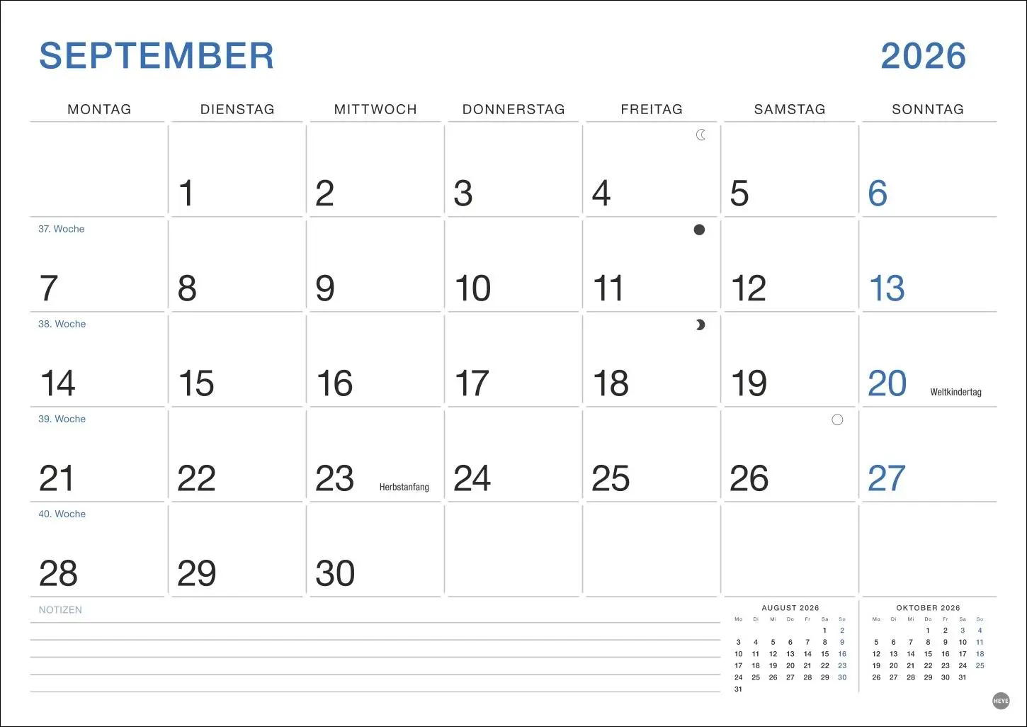 Bild: 9783756411863 | Büro Monatsplaner 2026 | Heye | Kalender | Bürokalender Heye | 14 S.