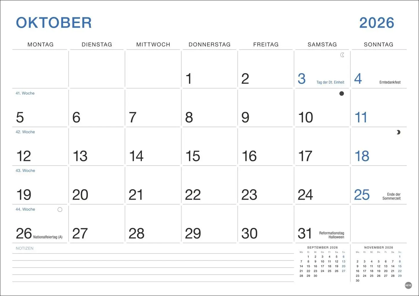 Bild: 9783756411863 | Büro Monatsplaner 2026 | Heye | Kalender | Bürokalender Heye | 14 S.