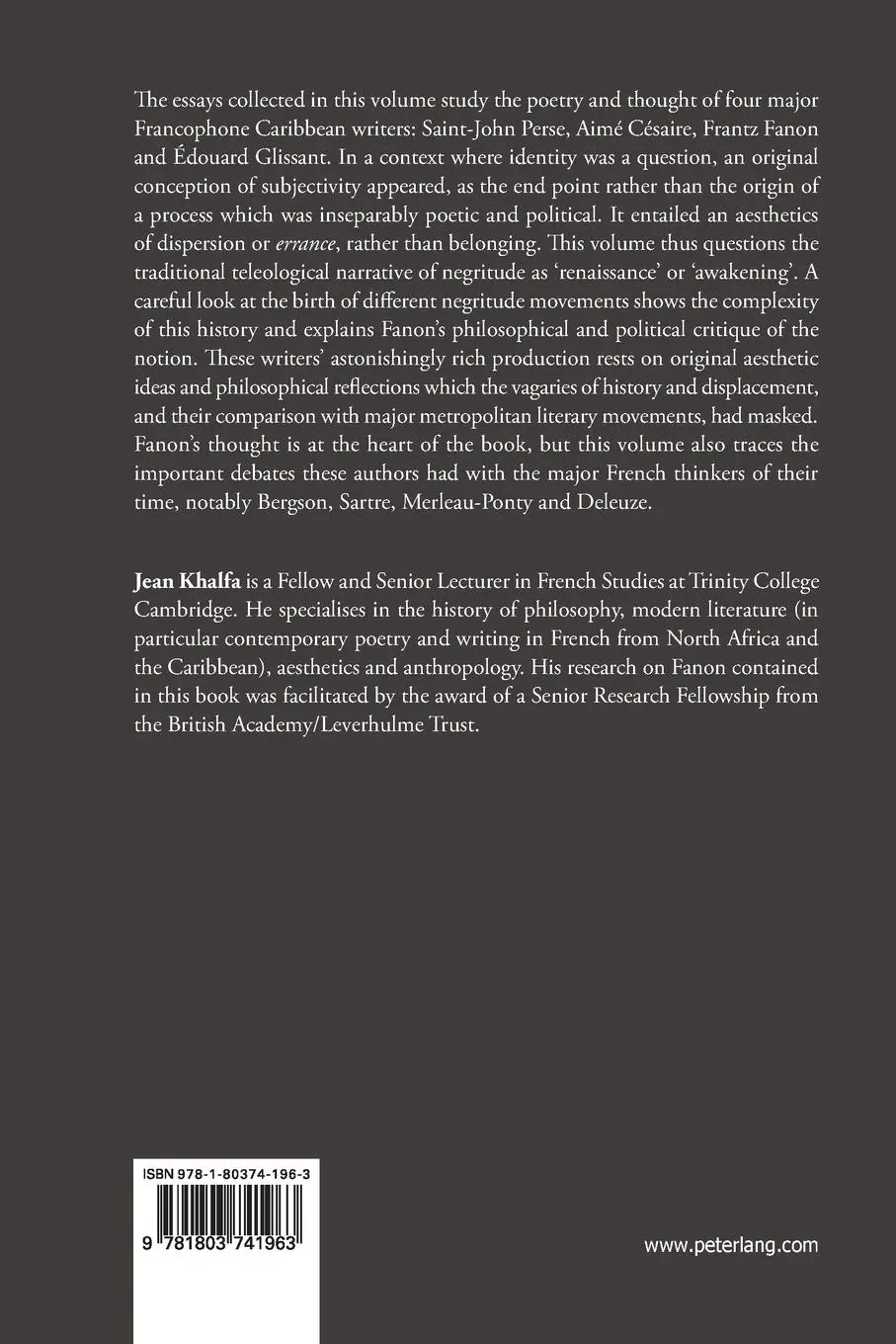 Rückseite: 9781803741963 | Poetics of the Antilles | Jean Khalfa | Taschenbuch | Paperback | 2023