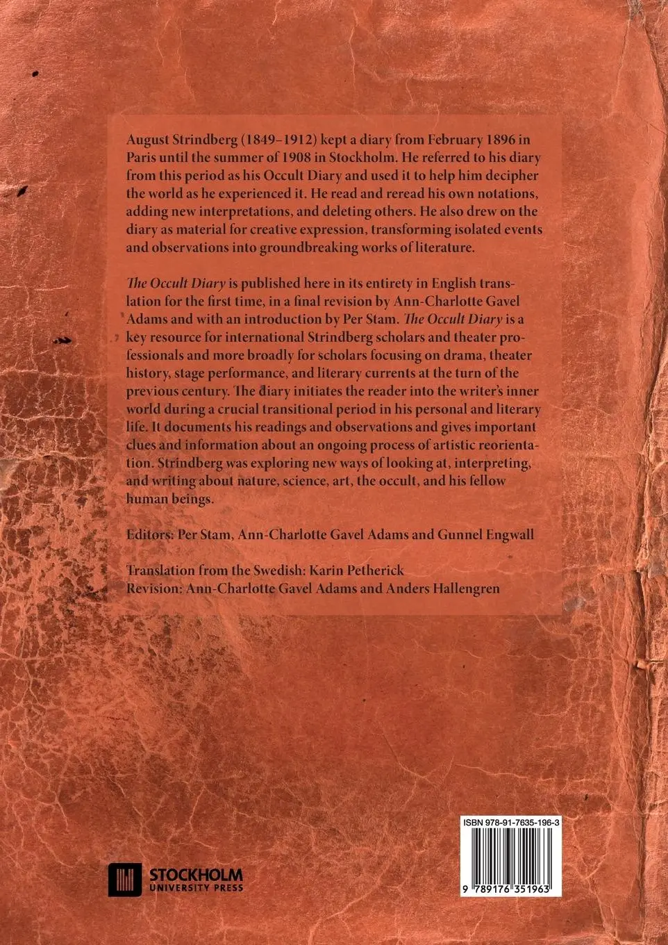 Rückseite: 9789176351963 | The Occult Diary | Paris 1896 - Stockholm 1908 | August Strindberg