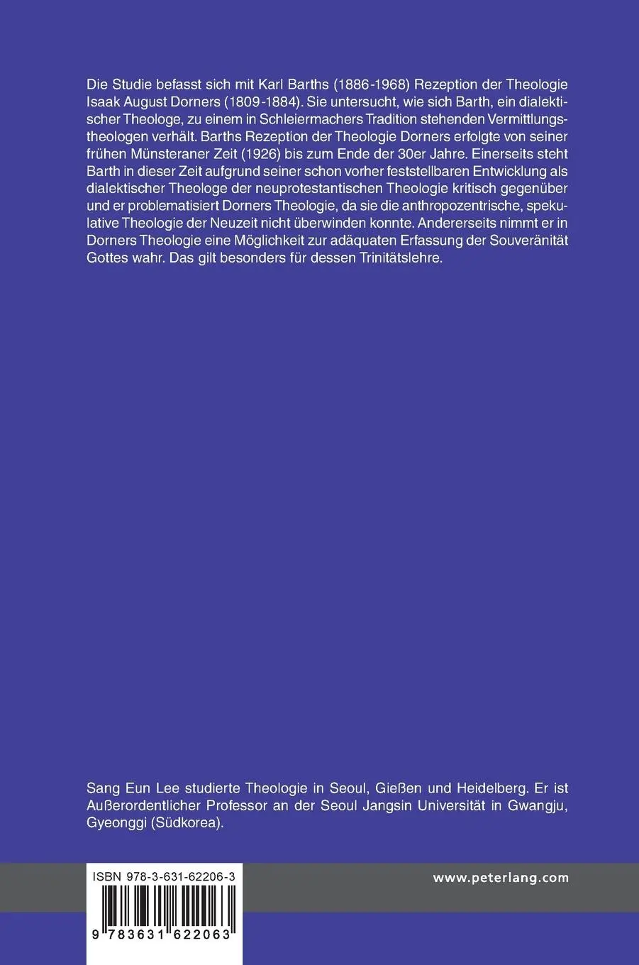 Rückseite: 9783631622063 | Karl Barth und Isaak August Dorner | Sang Eun Lee | Buch | Deutsch