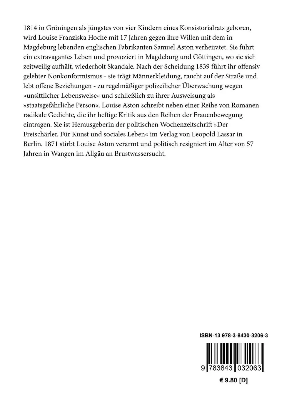 Rückseite: 9783843032063 | Aus dem Leben einer Frau | Louise Aston | Taschenbuch | 68 S. | 2015