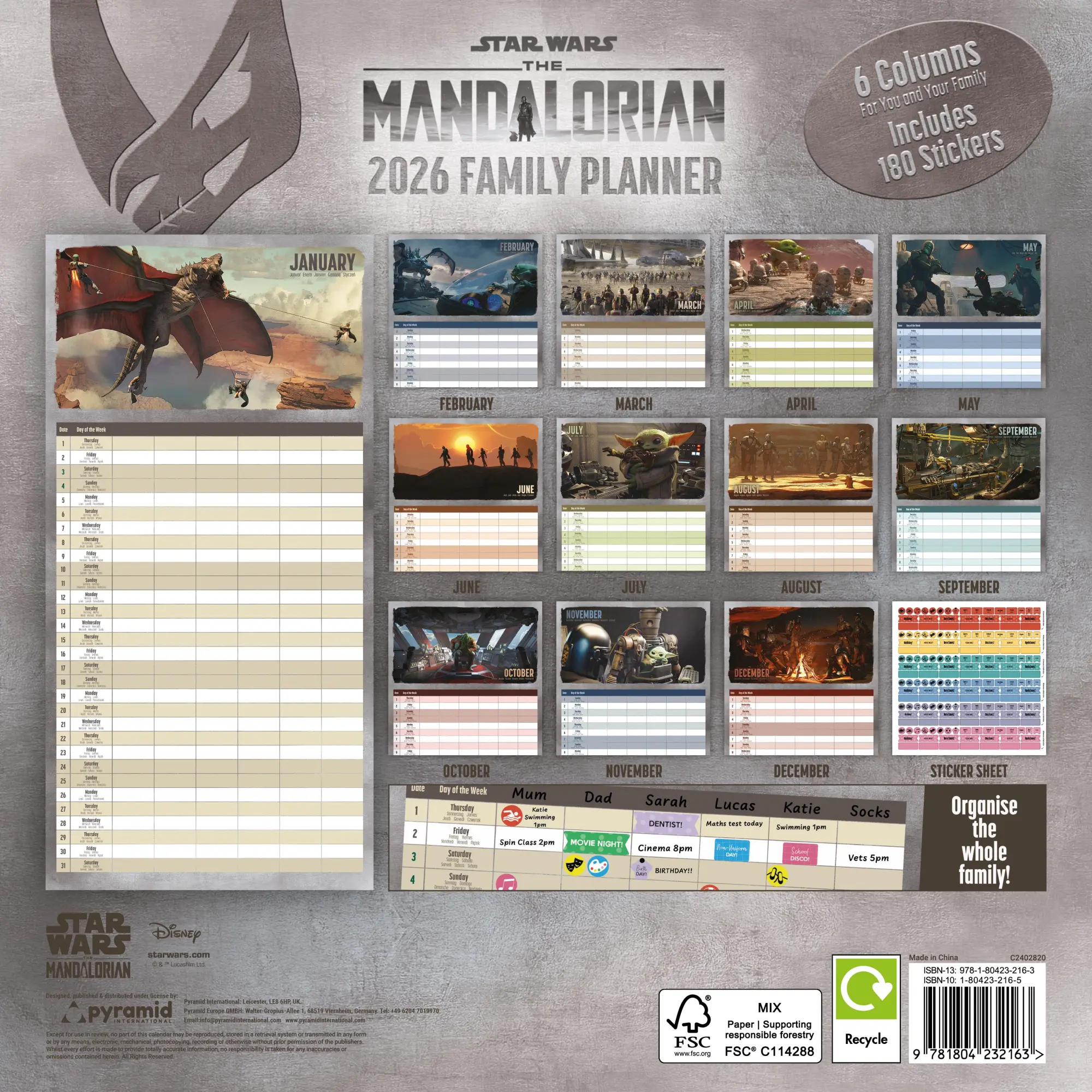 Rückseite: 9781804232163 | THE MANDALORIAN Familienplaner im Format 30 x30 | Kalender | Deutsch