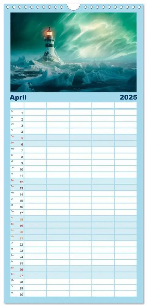 Bild: 9783457092163 | Familienplaner 2025 - KI-Leuchttürme mit 5 Spalten (Wandkalender,...