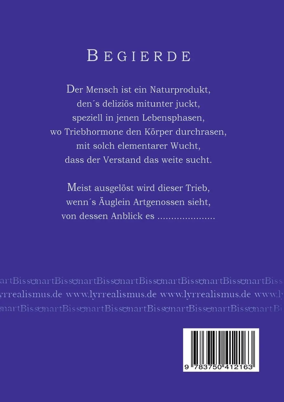 Rückseite: 9783750412163 | MENSCH GEDICHTE | Armin Bisson | Taschenbuch | 76 S. | Deutsch | 2019