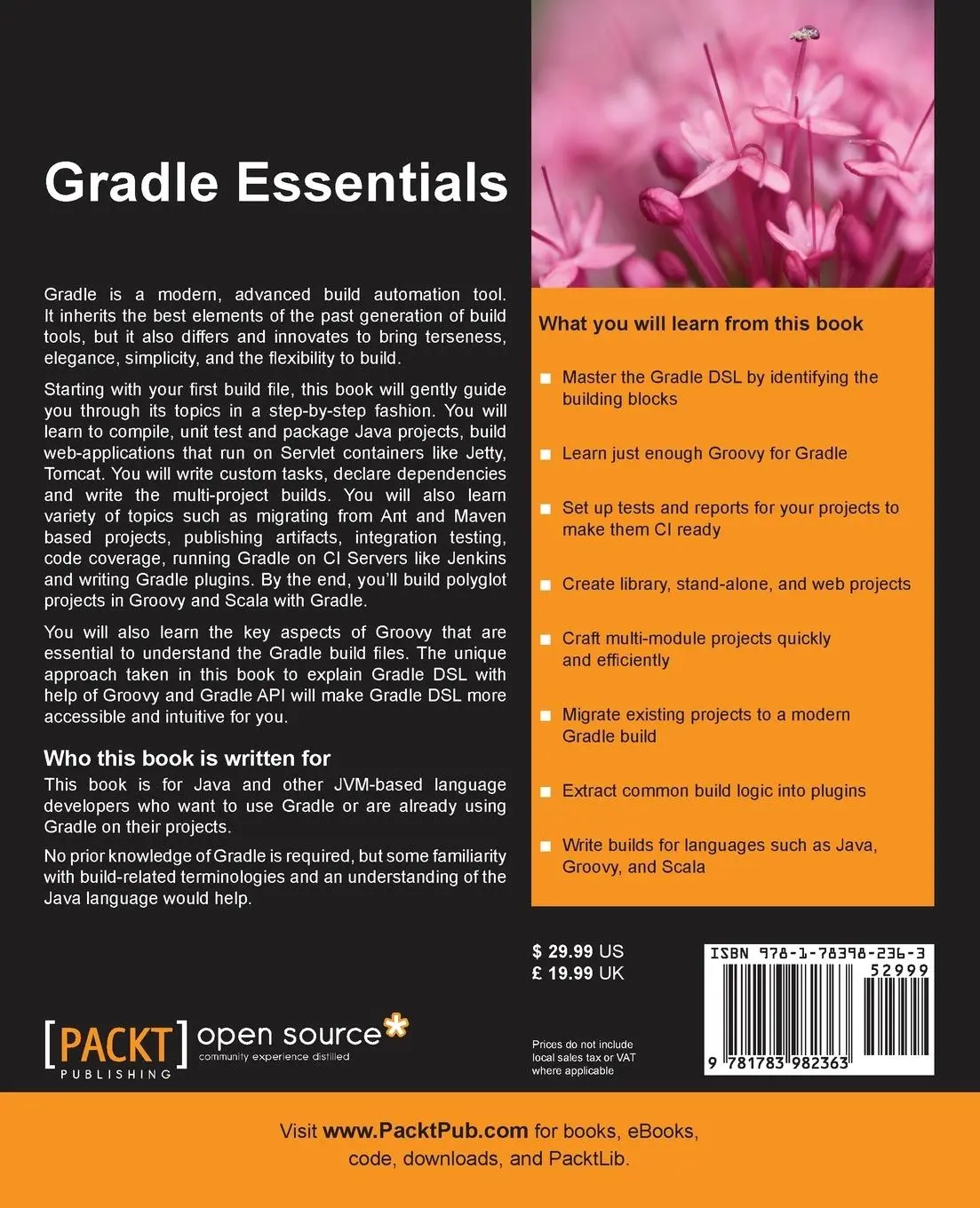 Rückseite: 9781783982363 | Gradle Essentials | Kunal Dabir (u. a.) | Taschenbuch | Englisch