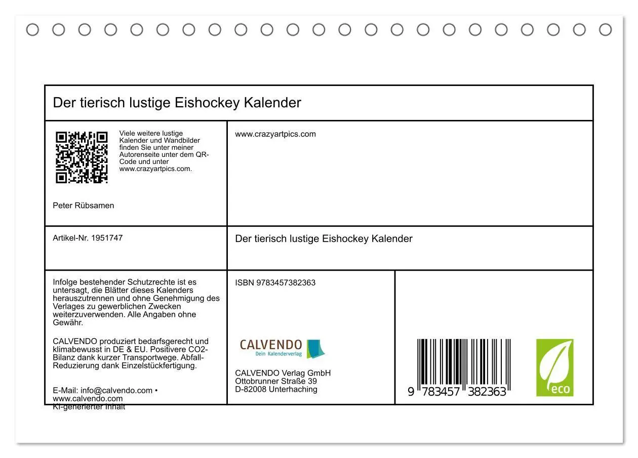 Bild: 9783457382363 | Der tierisch lustige Eishockey Kalender (Tischkalender 2026 DIN A5...