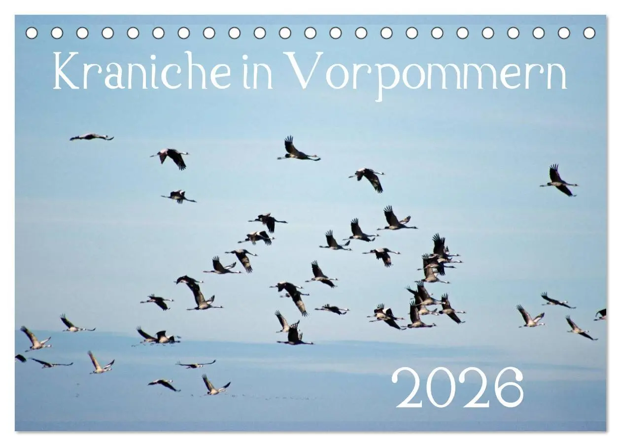 Cover: 9783516092363 | Kraniche in Vorpommern (Tischkalender 2026 DIN A5 quer), CALVENDO...
