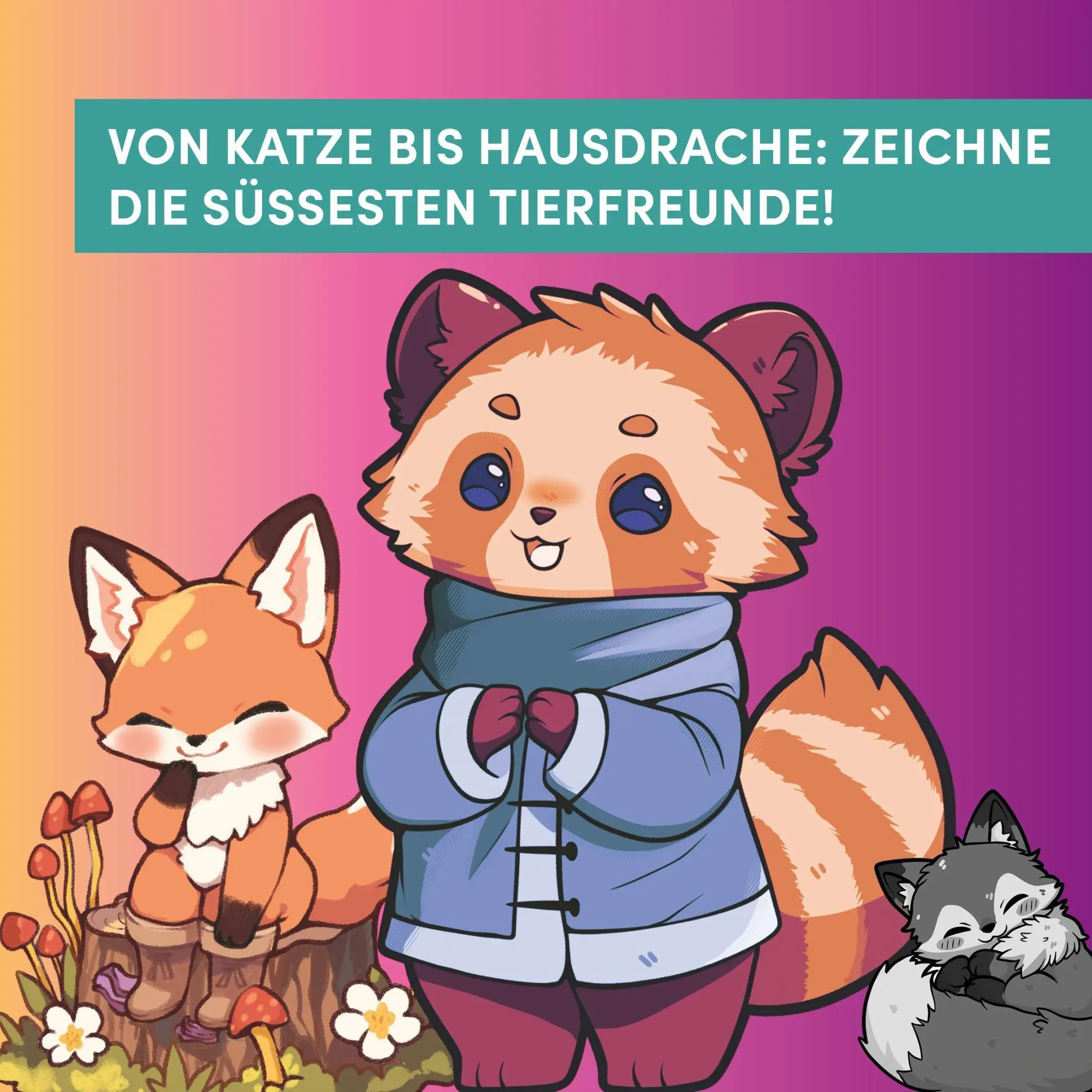 Bild: 9783735882363 | Niedliche Tiere zeichnen | 100 süße Motive von Axolotl bis Ziege