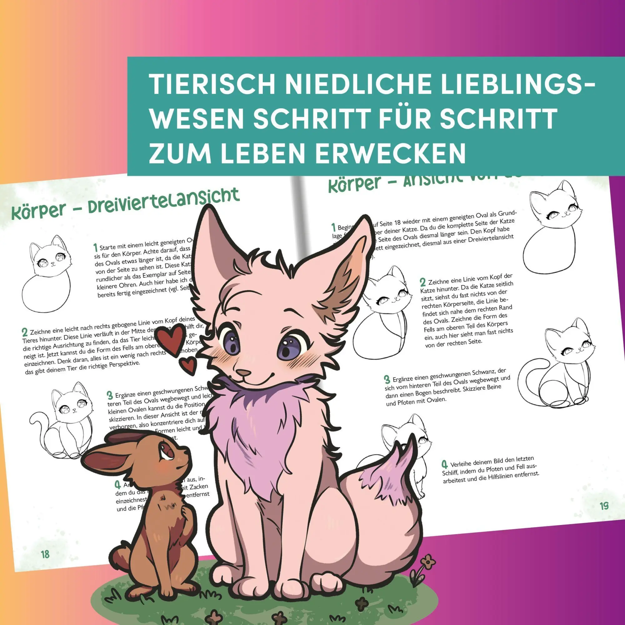 Bild: 9783735882363 | Niedliche Tiere zeichnen | 100 süße Motive von Axolotl bis Ziege
