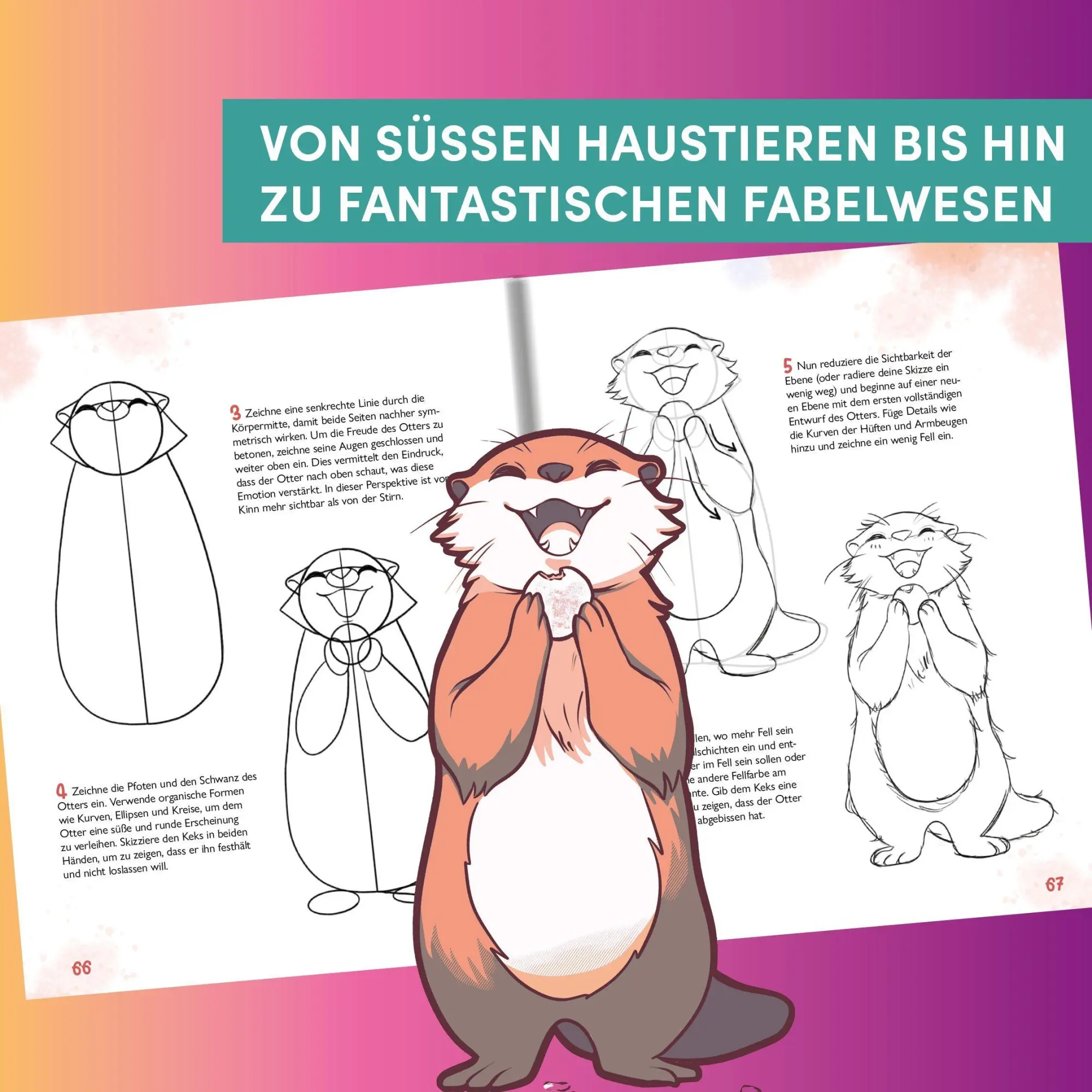 Bild: 9783735882363 | Niedliche Tiere zeichnen | 100 süße Motive von Axolotl bis Ziege