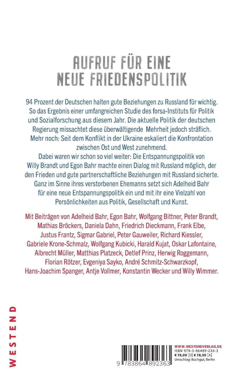 Rückseite: 9783864892363 | Warum wir Frieden und Freundschaft mit Russland brauchen | Bahr | Buch