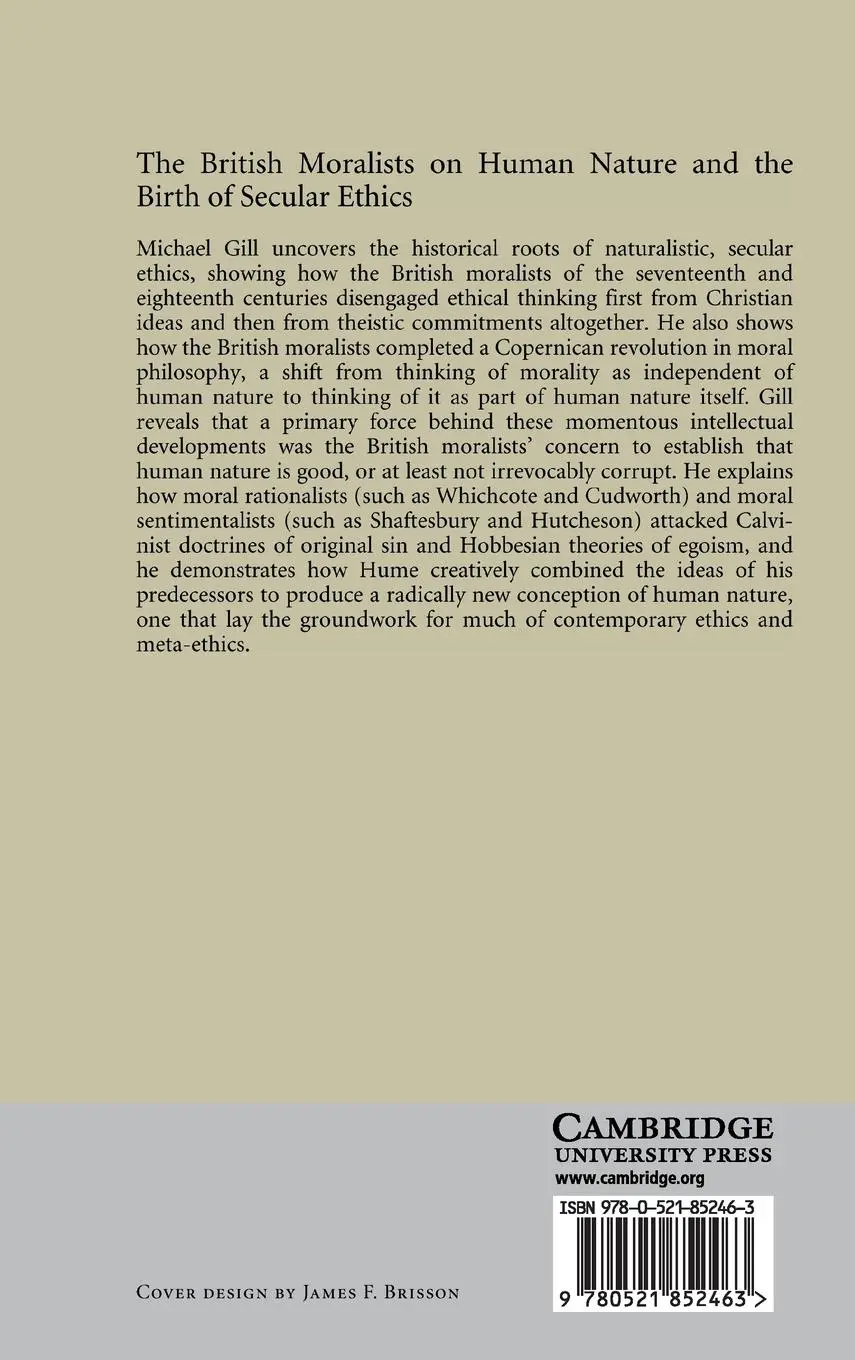Rückseite: 9780521852463 | The British Moralists on Human Nature and the Birth of Secular Ethics