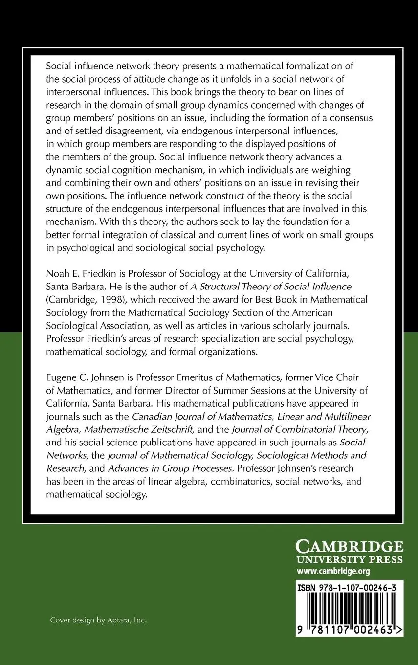 Rückseite: 9781107002463 | Social Influence Network Theory | Noah E. Friedkin (u. a.) | Buch