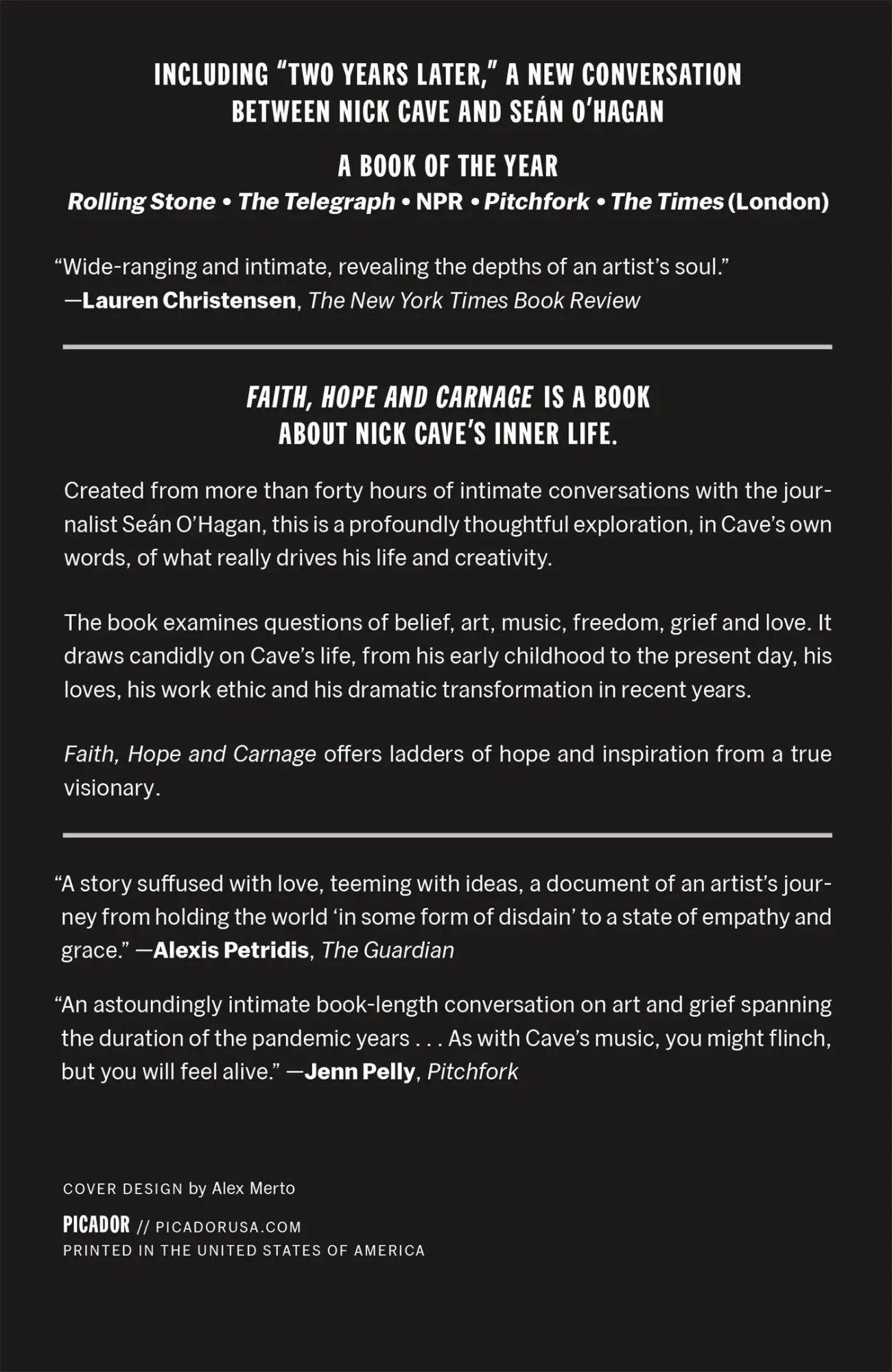 Rückseite: 9781250872463 | Faith, Hope and Carnage | Nick Cave (u. a.) | Taschenbuch | Englisch