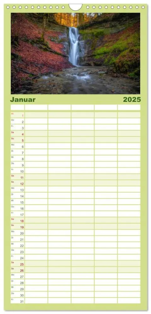 Bild: 9783457132463 | Familienplaner 2025 - Wasserfallwelt Schweiz mit 5 Spalten...