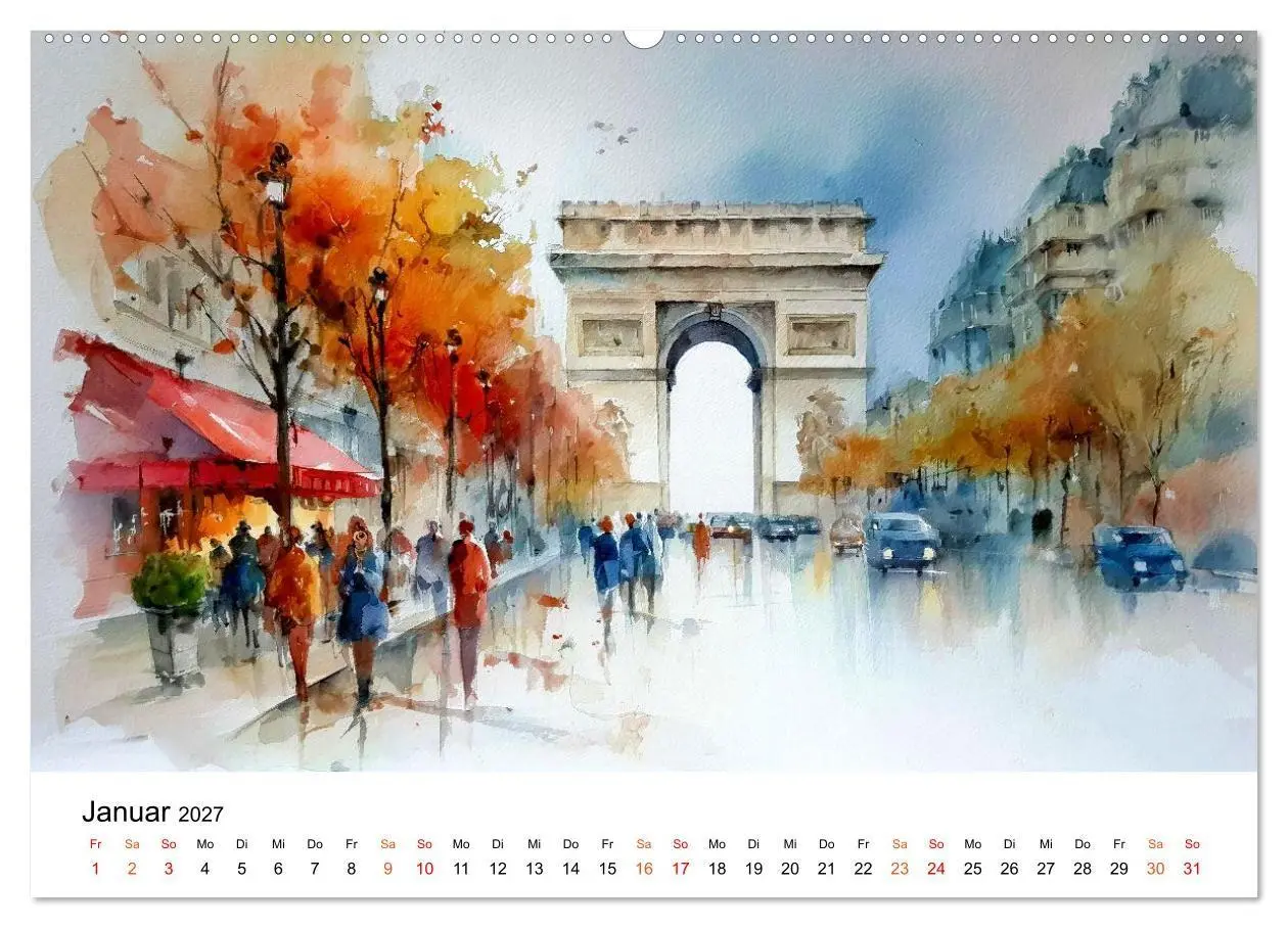 Bild: 9783516772463 | Paris in sanften Farben (Wandkalender 2027 DIN A2 quer), CALVENDO...