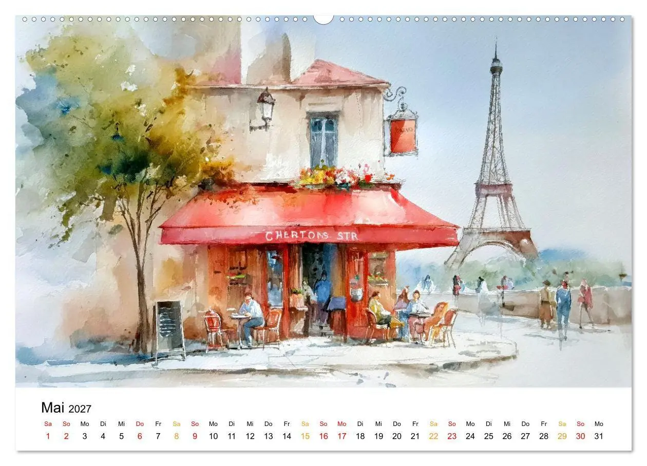 Bild: 9783516772463 | Paris in sanften Farben (Wandkalender 2027 DIN A2 quer), CALVENDO...