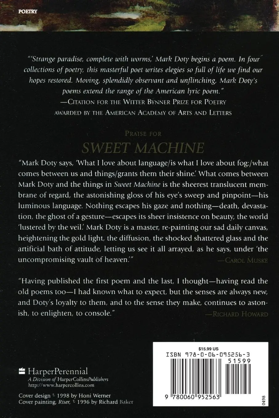 Rückseite: 9780060952563 | Sweet Machine | Mark Doty | Taschenbuch | Kartoniert / Broschiert