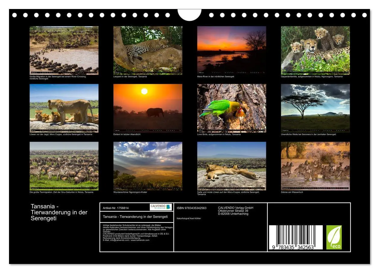 Bild: 9783435342563 | Tansania - Tierwanderung in der Serengeti (Wandkalender 2025 DIN A4...