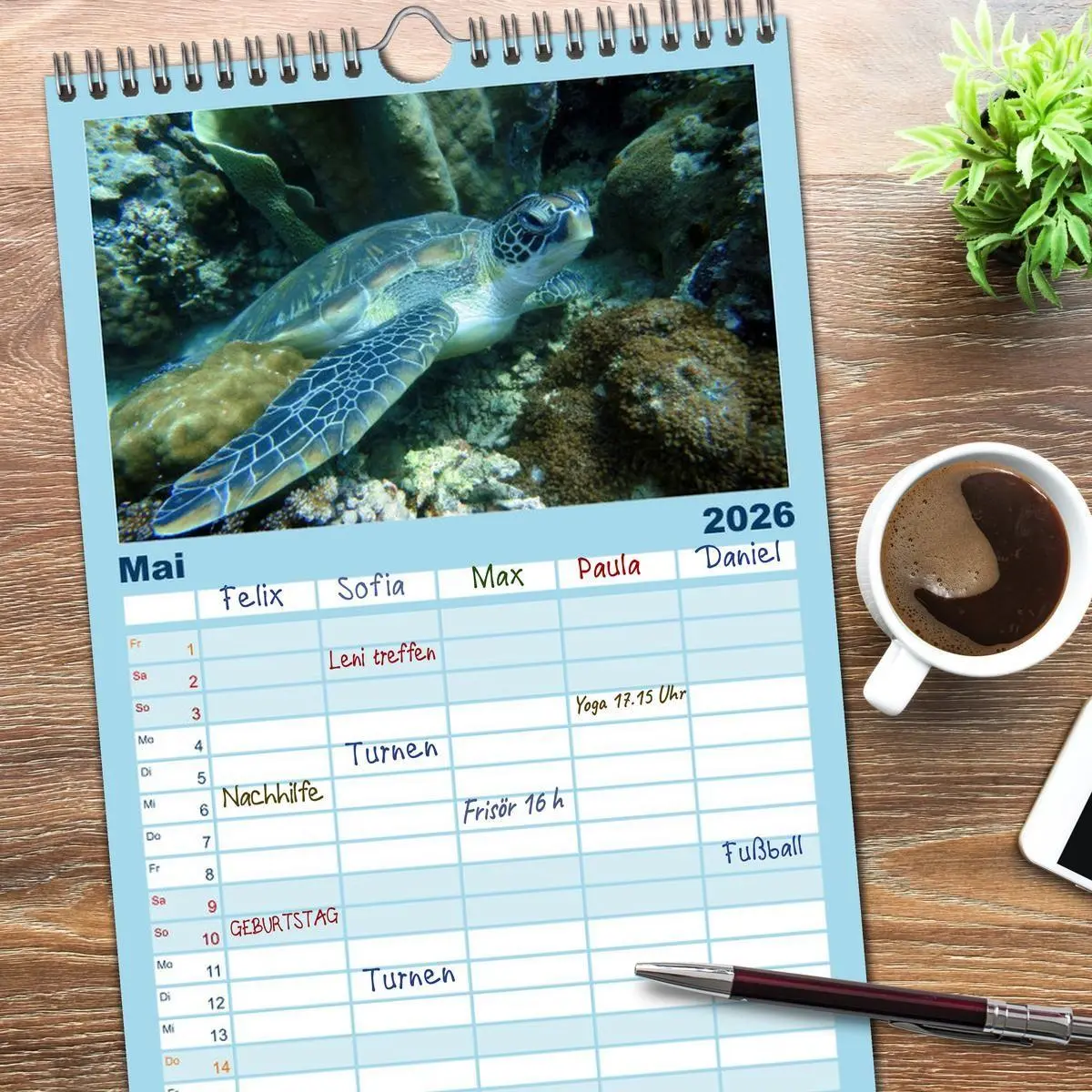 Bild: 9783516522563 | Familienplaner 2026 - Fische und Meerestiere mit 5 Spalten...