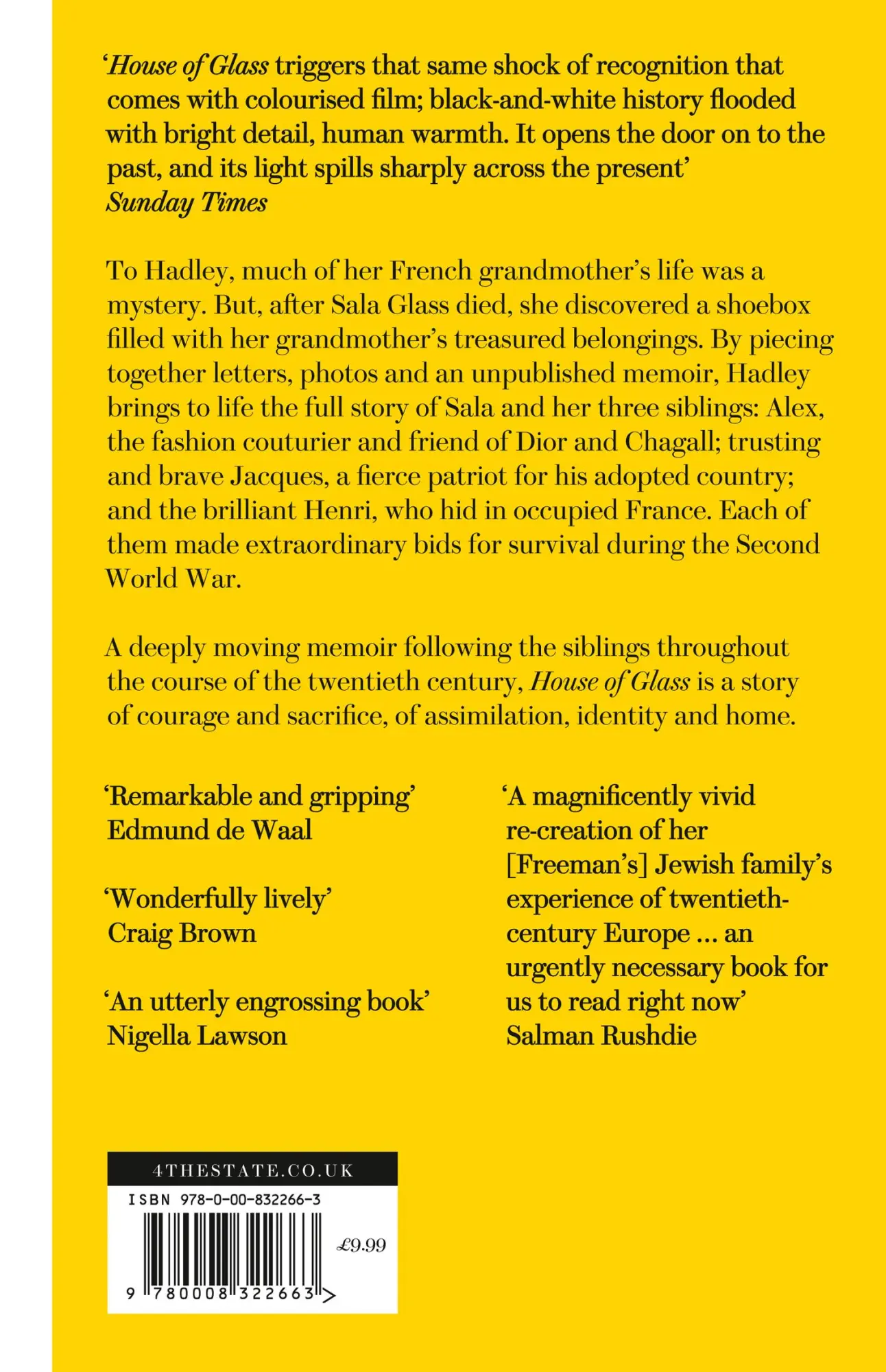Rückseite: 9780008322663 | House of Glass | Hadley Freeman | Taschenbuch | 448 S. | Englisch