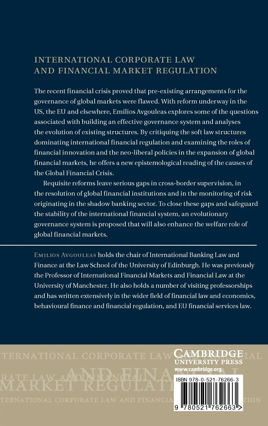 Rückseite: 9780521762663 | Governance of Global Financial Markets | Emilios Avgouleas | Buch