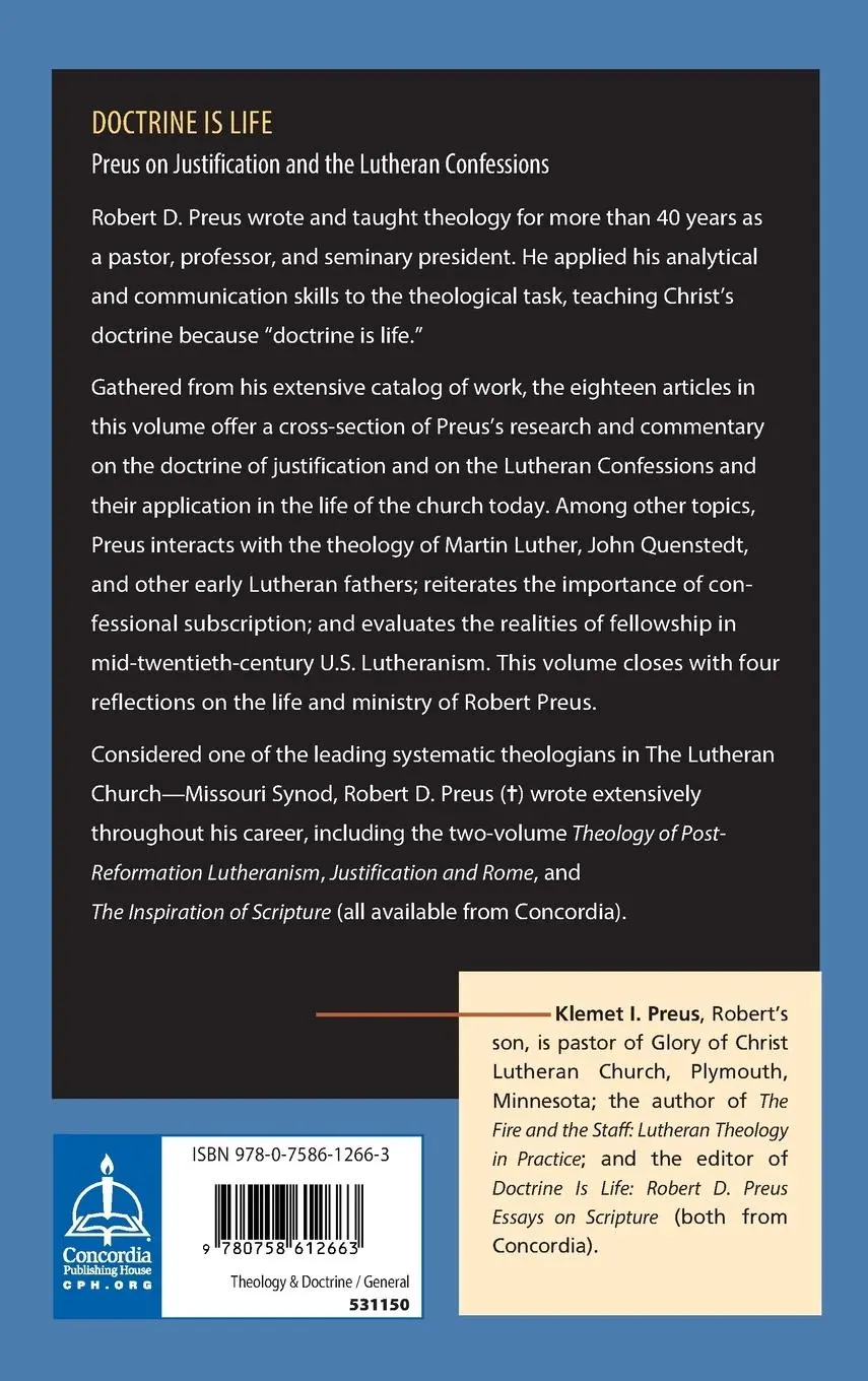 Rückseite: 9780758612663 | Doctrine Is Life | Robert D Preus | Buch | Englisch | 2006
