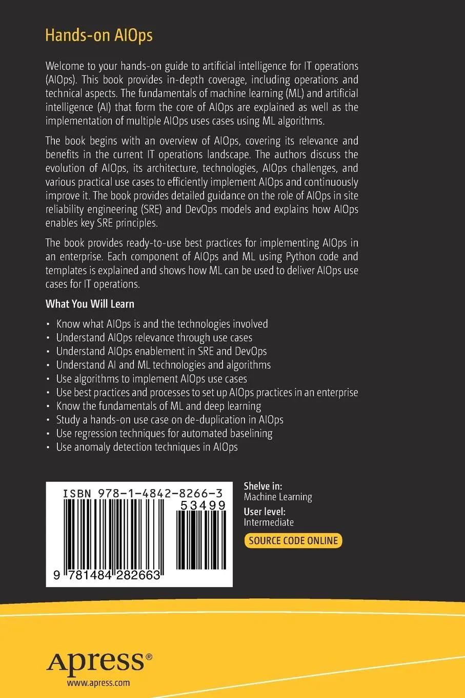 Rückseite: 9781484282663 | Hands-on AIOps | Best Practices Guide to Implementing AIOps | Buch