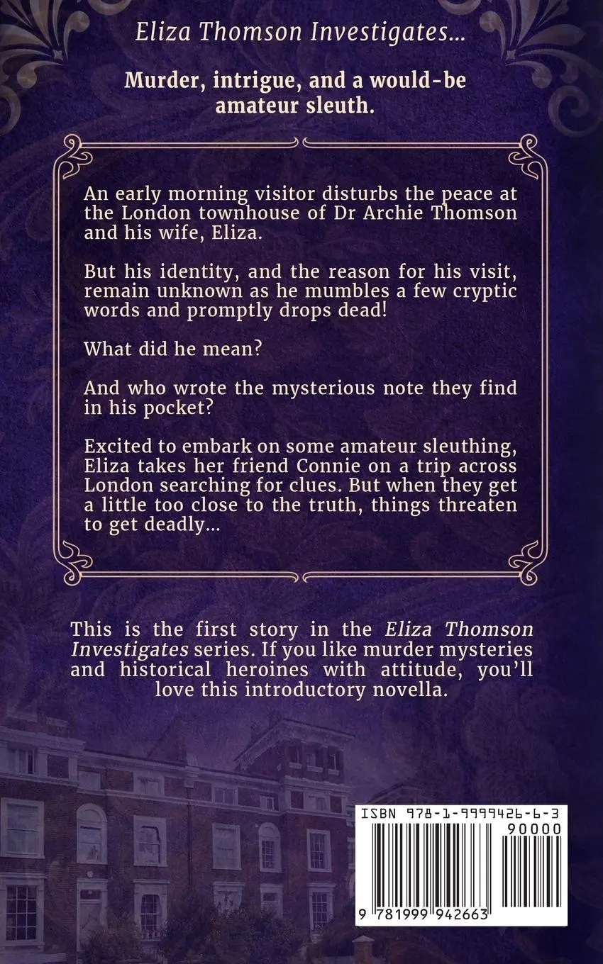 Rückseite: 9781999942663 | A Deadly Tonic | Eliza Thomson Investigates Book 1 | Vl McBeath | Buch