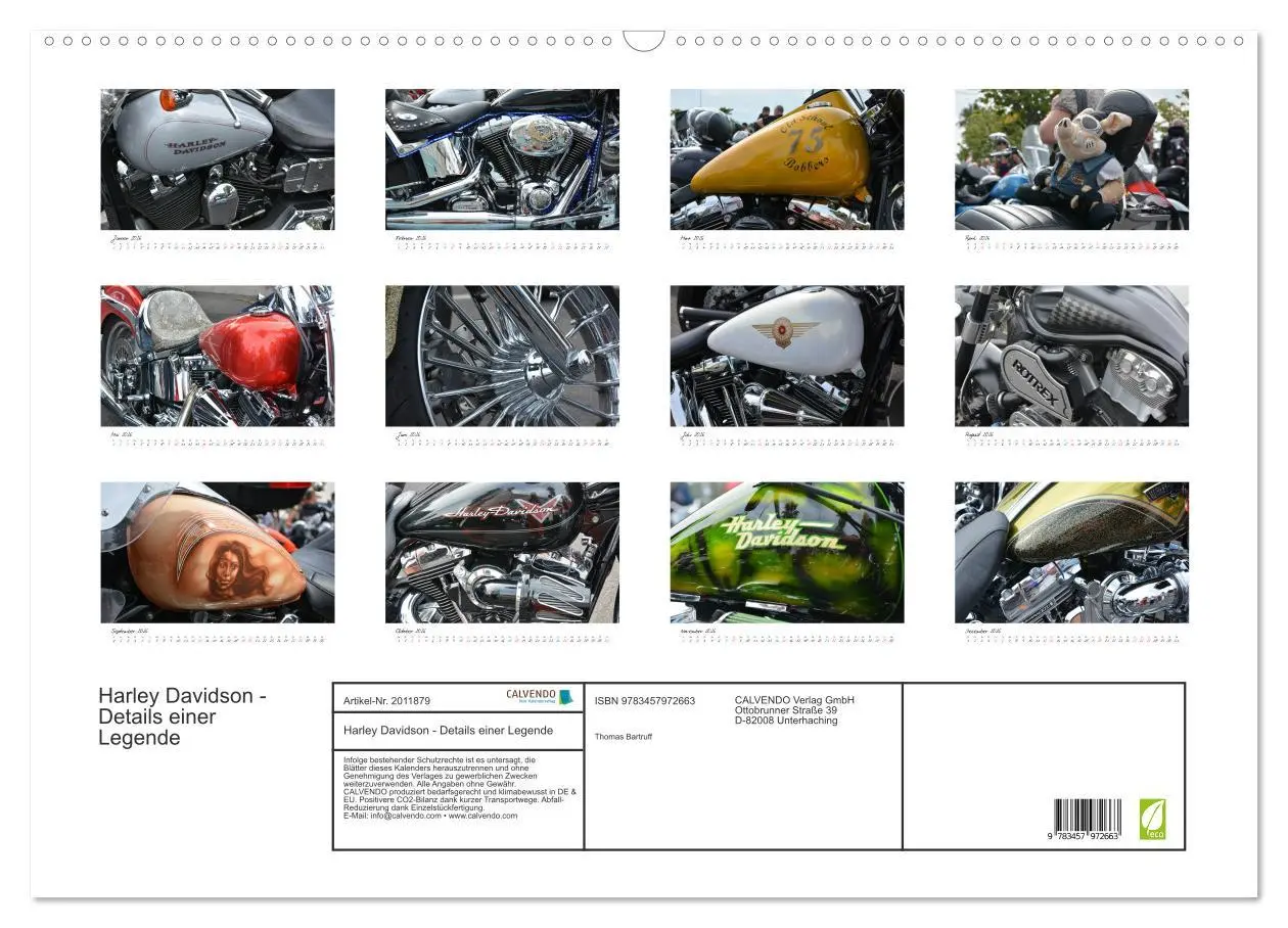 Bild: 9783457972663 | Harley Davidson - Details einer Legende (Wandkalender 2026 DIN A2...