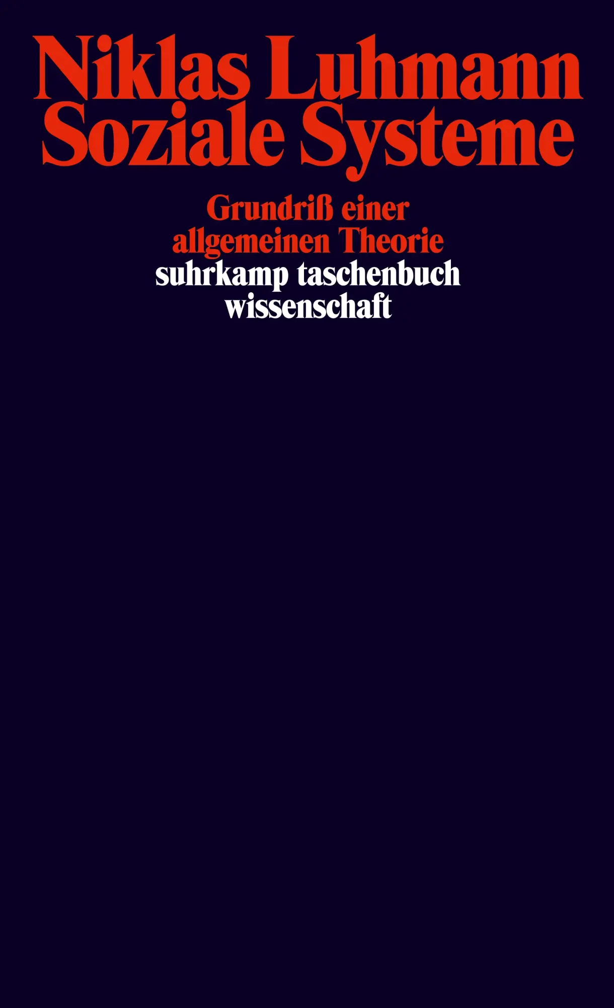 Cover: 9783518282663 | Soziale Systeme | Grundriß einer allgemeinen Theorie | Niklas Luhmann