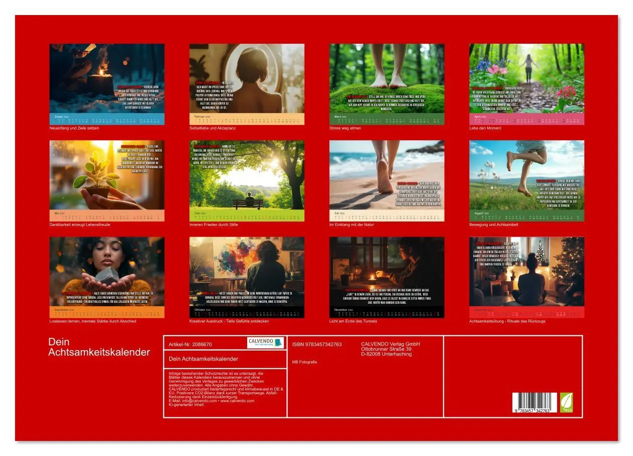Bild: 9783457342763 | Dein Achtsamkeitskalender (Wandkalender 2026 DIN A2 quer), CALVENDO...