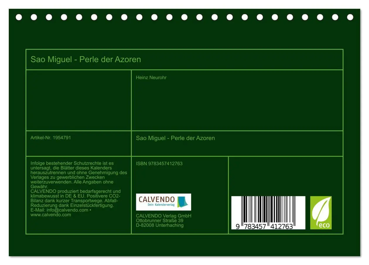 Bild: 9783457412763 | Sao Miguel - Perle der Azoren (Tischkalender 2026 DIN A5 quer),...