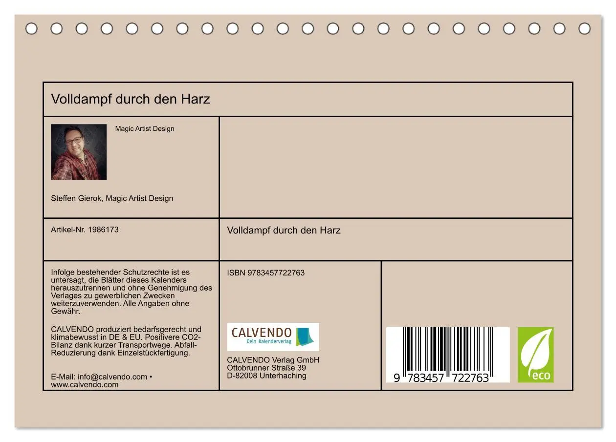 Bild: 9783457722763 | Volldampf durch den Harz (Tischkalender 2026 DIN A5 quer), CALVENDO...