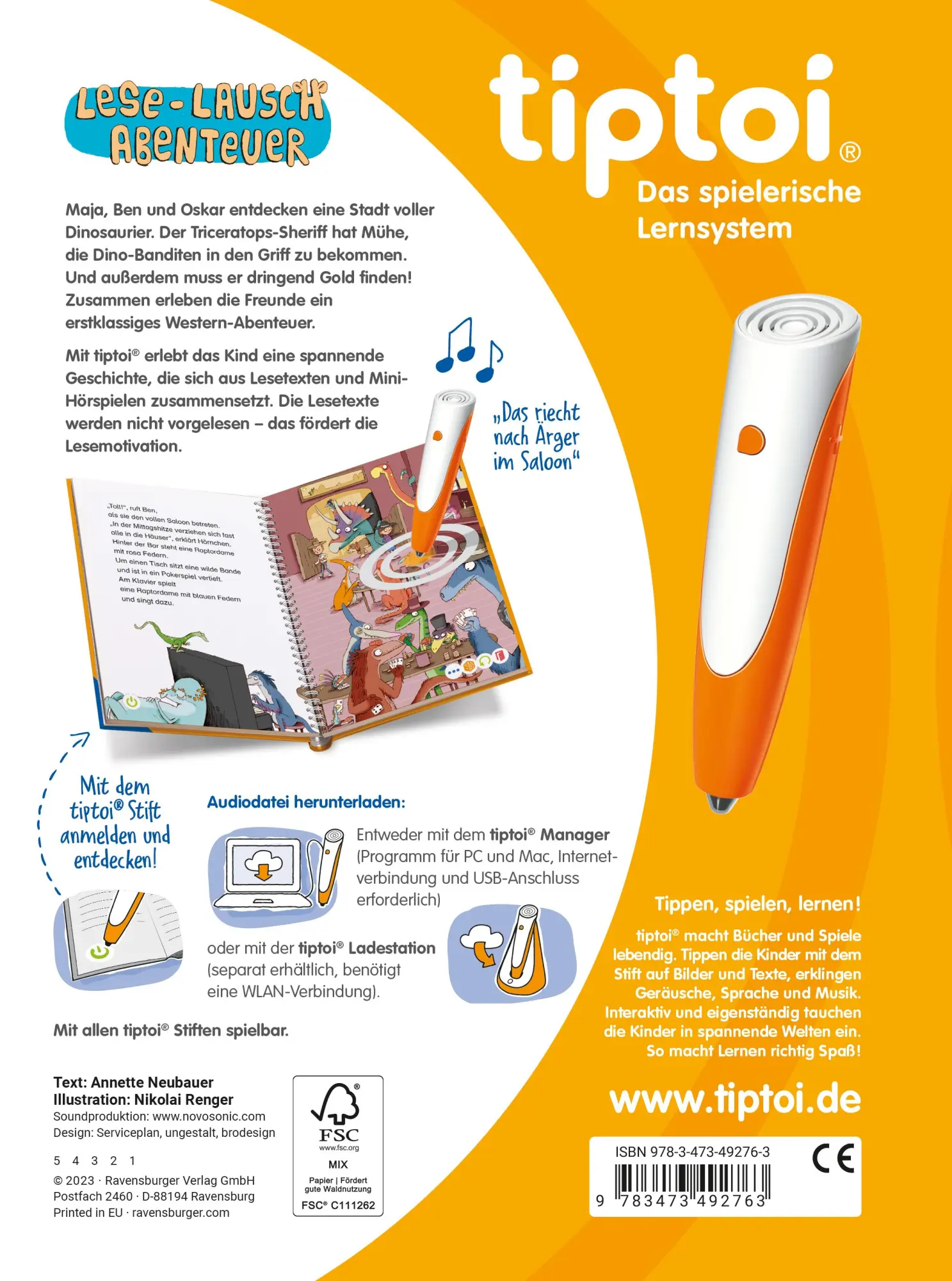 Rückseite: 9783473492763 | tiptoi® Lese-Lausch-Abenteuer - Dino-Stadt | Annette Neubauer | Buch