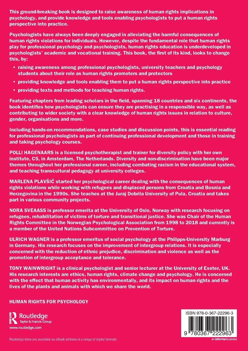 Rückseite: 9780367222963 | Human Rights Education for Psychologists | Polli Hagenaars (u. a.)