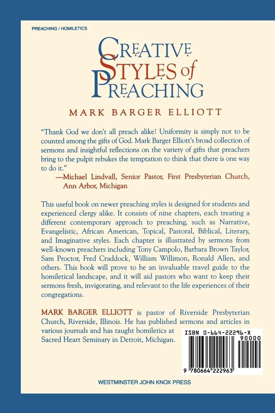 Rückseite: 9780664222963 | Creative Styles of Preaching | Elliott | Taschenbuch | Englisch | 2004