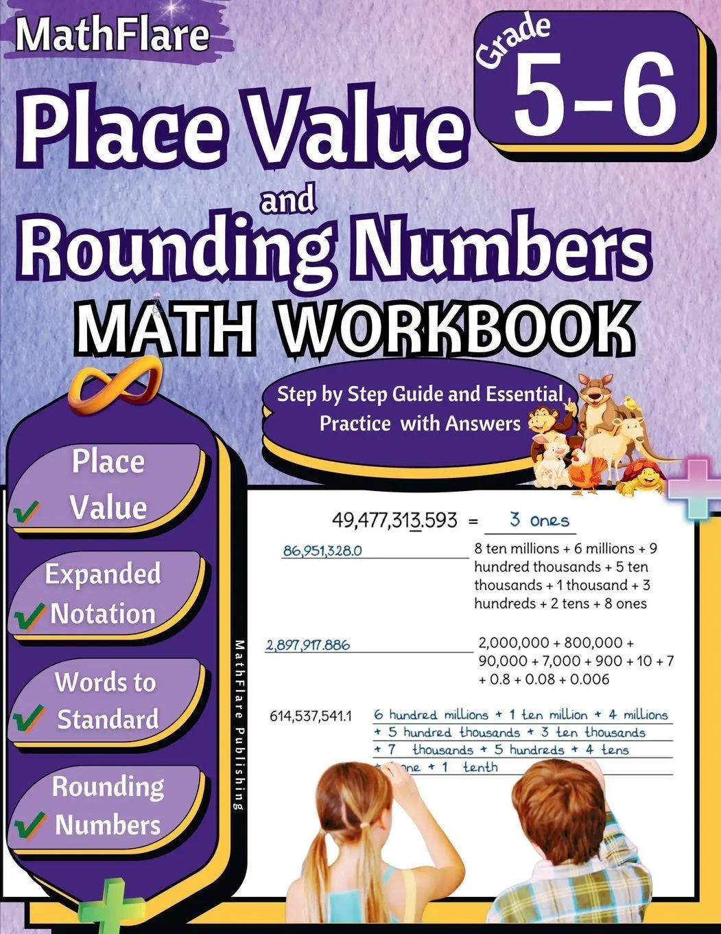 Cover: 9798869372963 | Place Value and Rounding Numbers Math Workbook 5th and 6th Grade