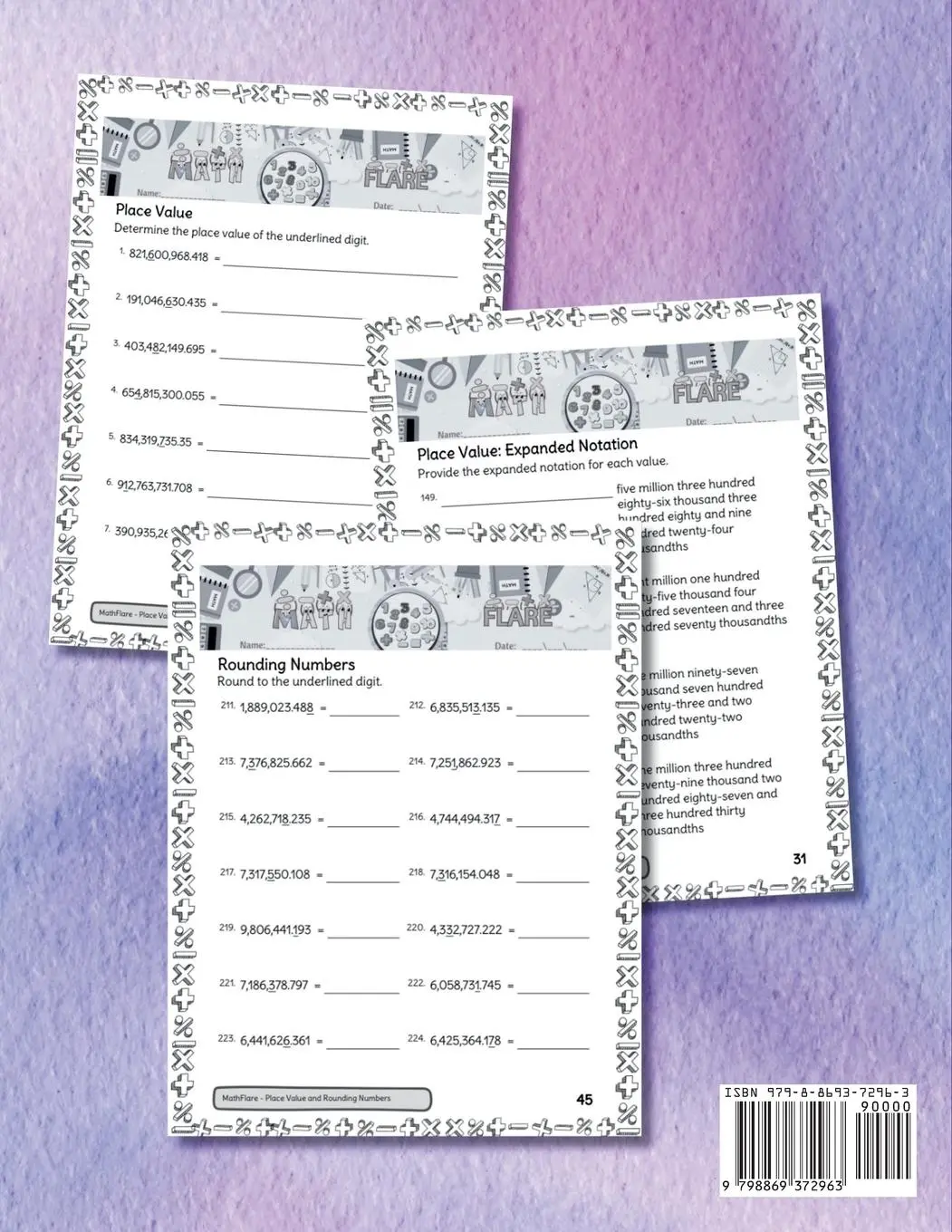 Rückseite: 9798869372963 | Place Value and Rounding Numbers Math Workbook 5th and 6th Grade