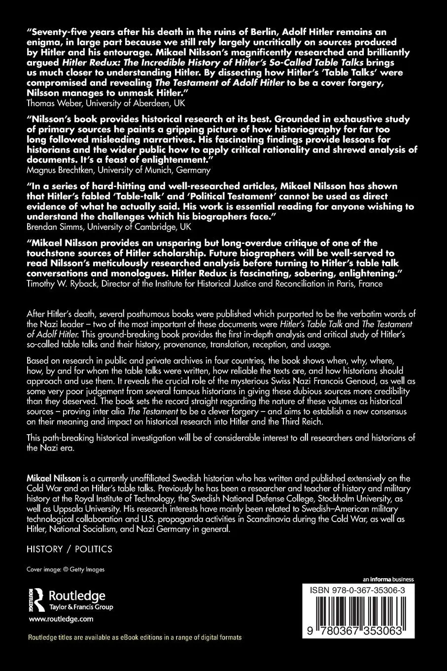 Rückseite: 9780367353063 | Hitler Redux | Mikael Nilsson | Taschenbuch | Englisch | 2020