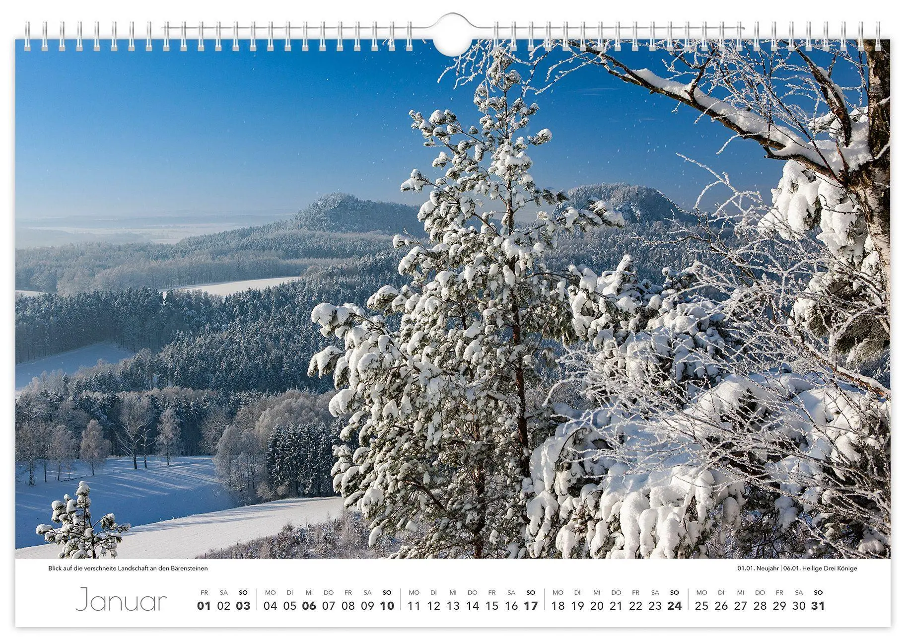Bild: 9783912303063 | Kalender Sächsische Schweiz 2027 | 45 x 30 cm weißes Kalendarium