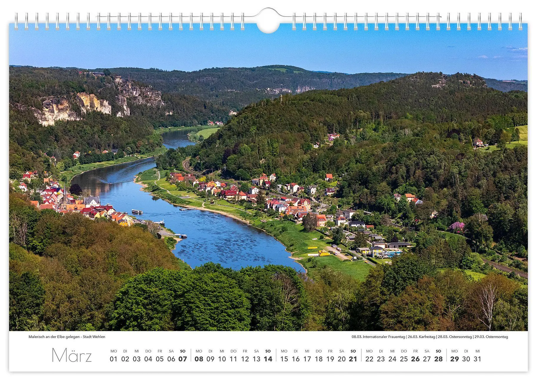 Bild: 9783912303063 | Kalender Sächsische Schweiz 2027 | 45 x 30 cm weißes Kalendarium