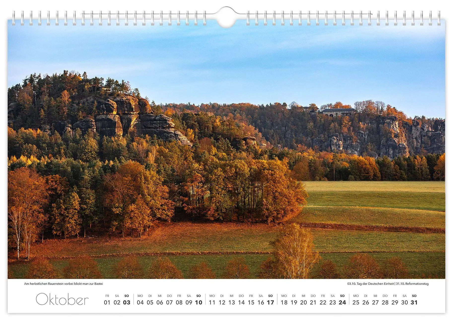 Bild: 9783912303063 | Kalender Sächsische Schweiz 2027 | 45 x 30 cm weißes Kalendarium