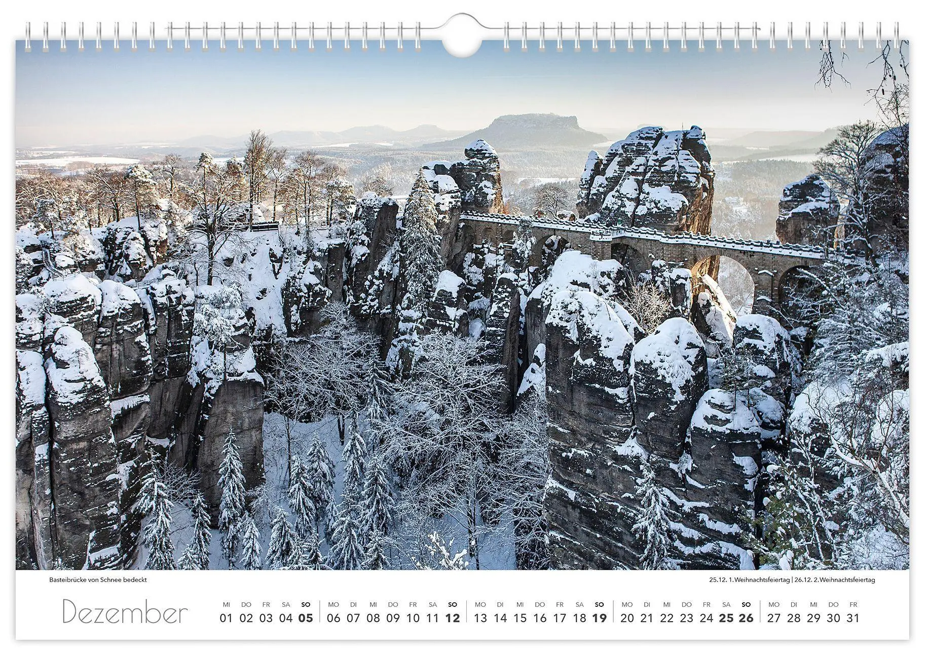 Bild: 9783912303063 | Kalender Sächsische Schweiz 2027 | 45 x 30 cm weißes Kalendarium